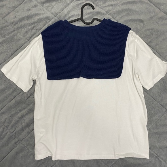 Zara Tshirt with navy knit detail - Picture 3 of 4